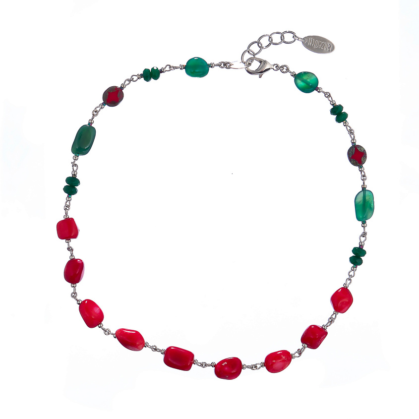Изображение товара LANZEROTTI Колье Crespino коралл, флюорит, агат и мурано, Красный; 1 шт.