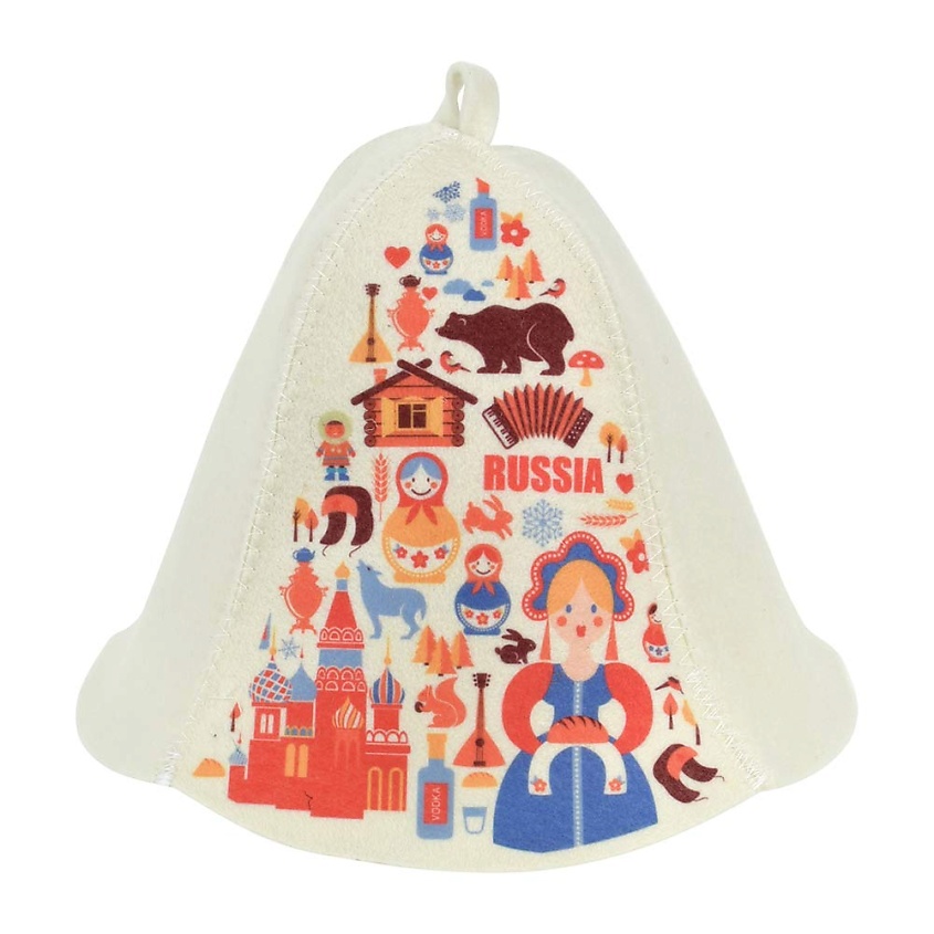 Изображение товара HOTPOT Шапка для бани и сауны "Матрешки", 1 шт