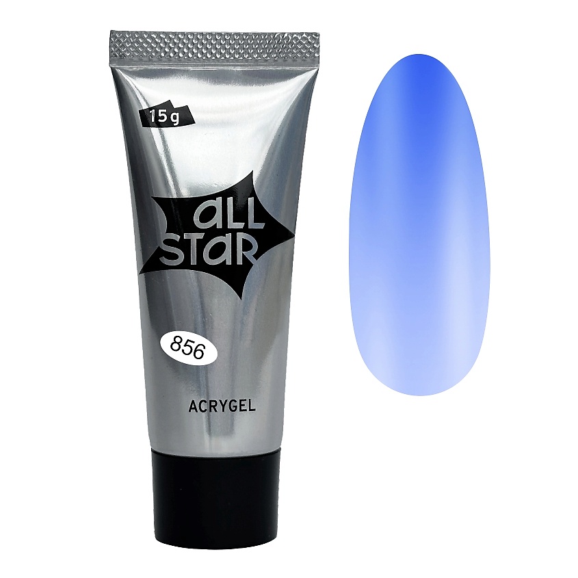Изображение товара ALL STAR PROFESSIONAL Акригель для моделирования и укрепления ногтей PolyGel, 15 гр; цвет: Thermo Blue 856 голубой c термоэффектом