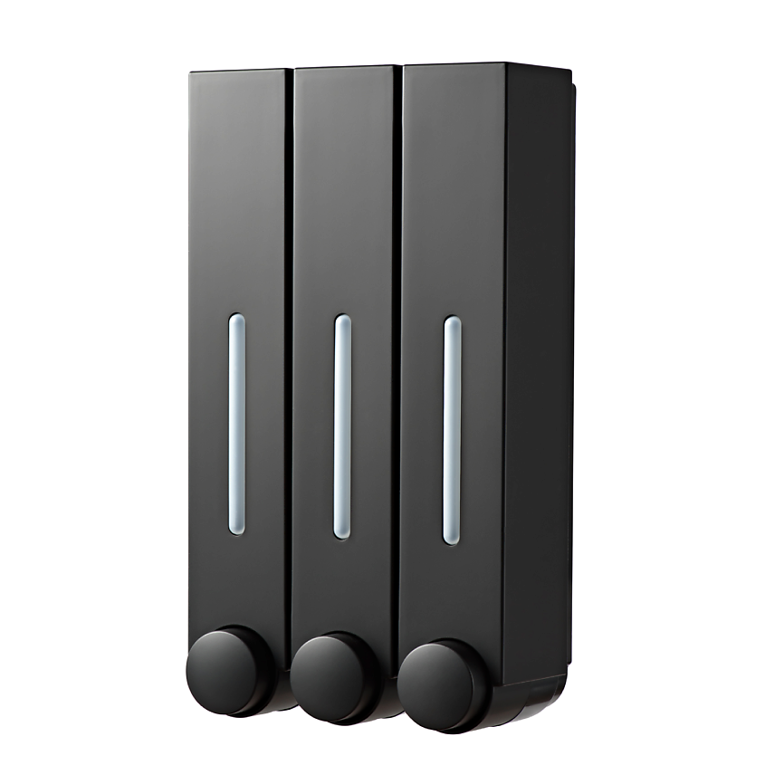 Изображение товара Дозатор для жидкого мыла и шампуня Birdhouse настенный 3 шт черный