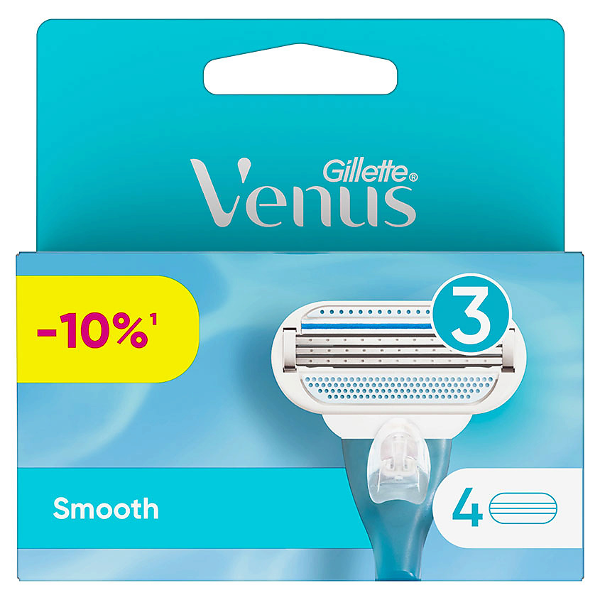 Изображение товара Кассеты для бритвы Venus Smooth Gillette 4 шт. с острыми лезвиями и индикатором