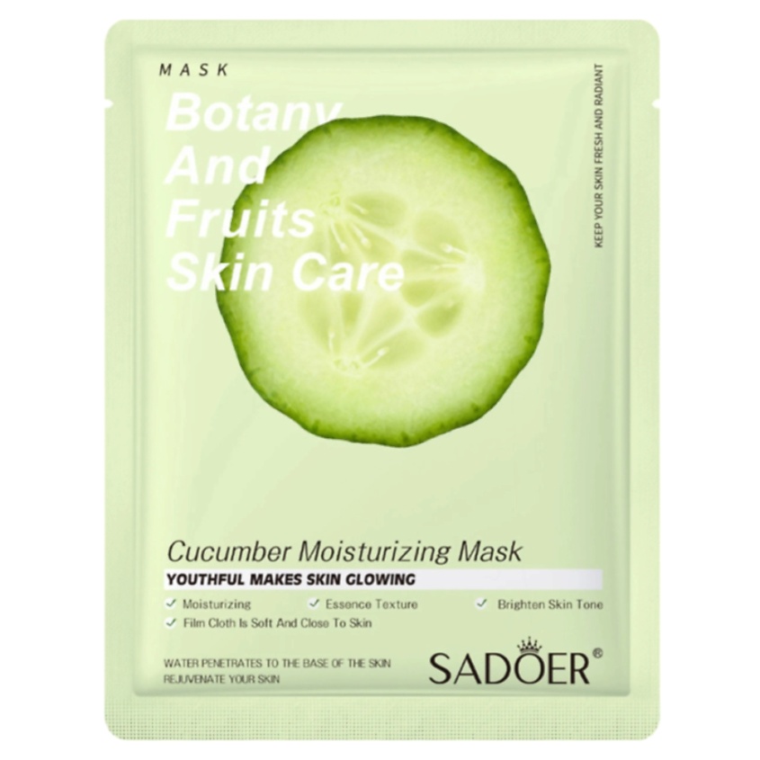 Изображение товара SADOER Тканевая маска для лица увлажняющая с экстрактом огурца, 25 гр
