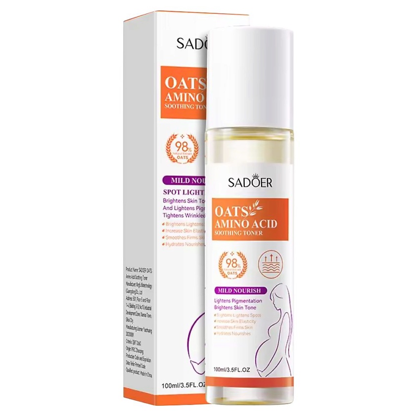 Изображение товара SADOER Тонер для лица успокаивающий с экстрактом овса и аминокислотами, 100 мл.