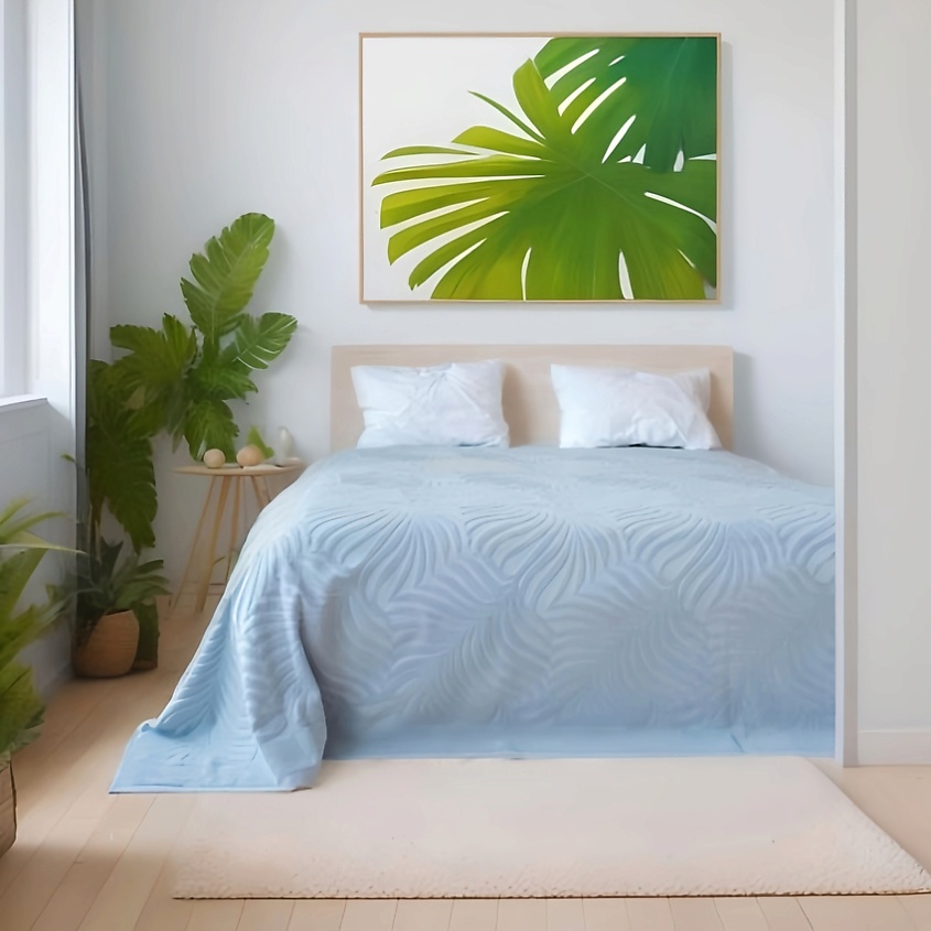 Изображение товара LA PEONIA Покрывало махровое жаккардовое, Голубой