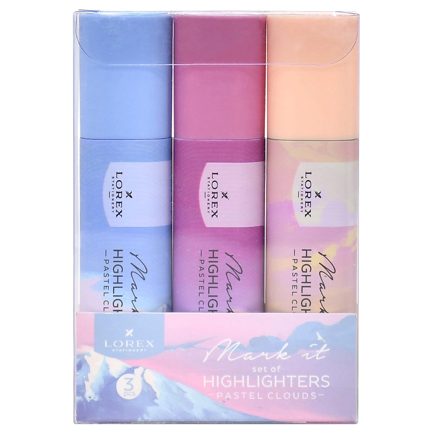 Изображение товара Набор текстмаркеров LOREX Mark it PASTEL CLOUDS 3 шт пастельные цвета