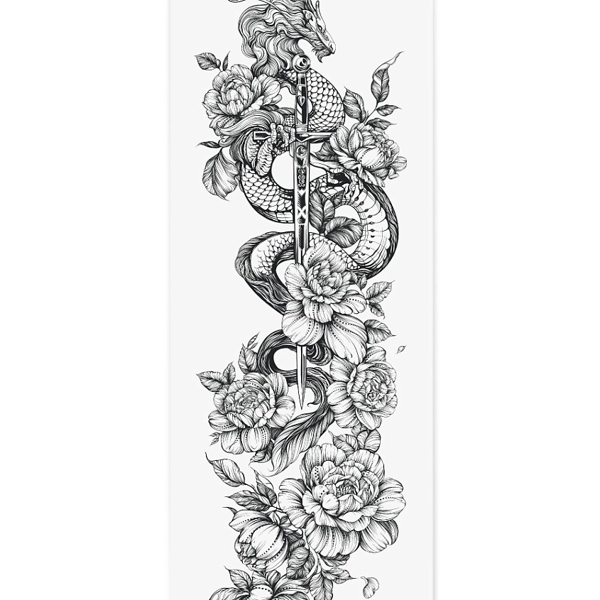 Изображение товара Временная переводная татуировка Дракон, 1 шт - легкий и яркий дизайн для стильных образов