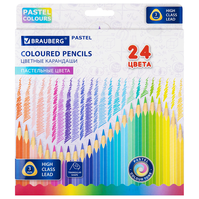 Изображение товара BRAUBERG Карандаши цветные BRAUBERG PASTEL, 24 шт
