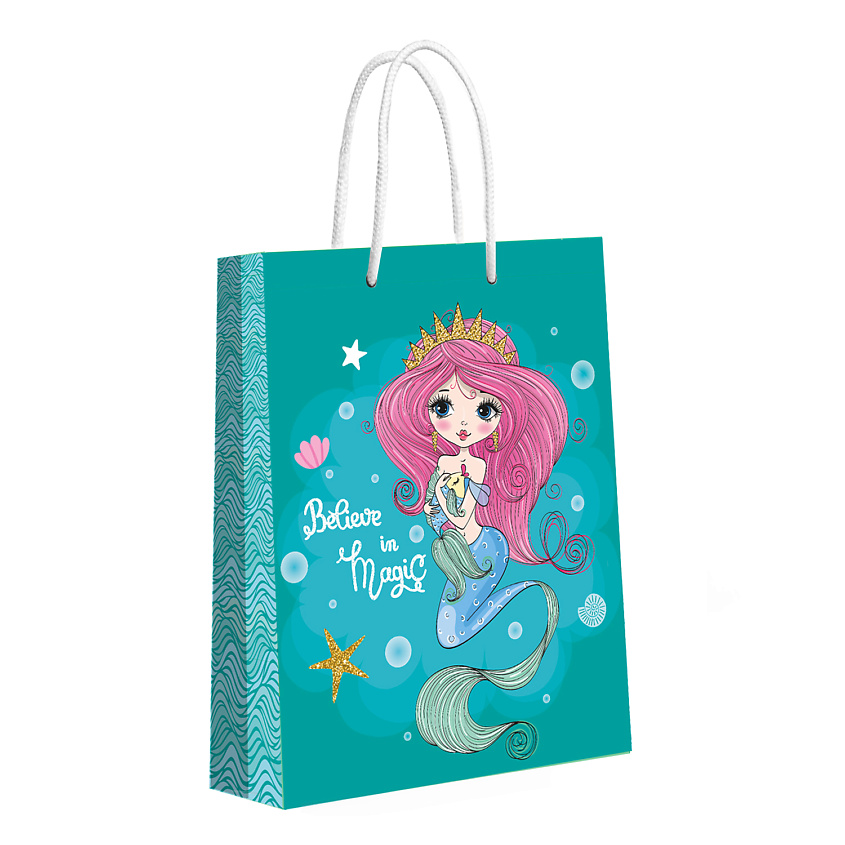 Изображение товара ND PLAY Пакет подарочный большой Русалка-принцесса, 335*406*155 мм, Голубой