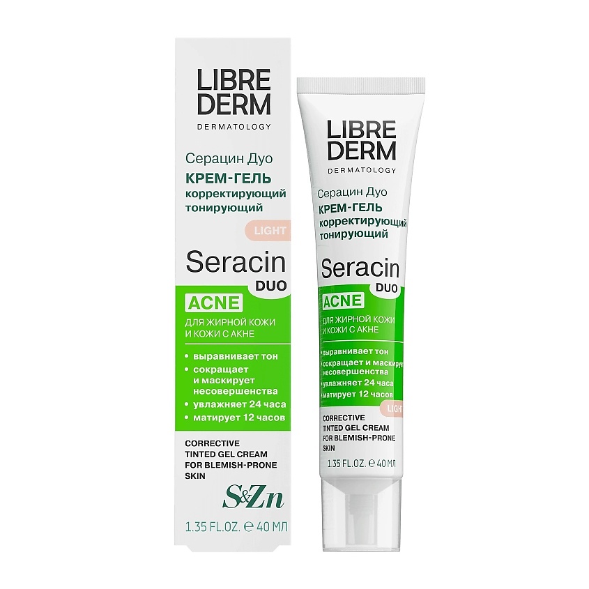 Изображение товара LIBREDERM Серацин дуо крем-гель корректирующий тонирующий Serasin duo, Светло-бежевый, 40 мл