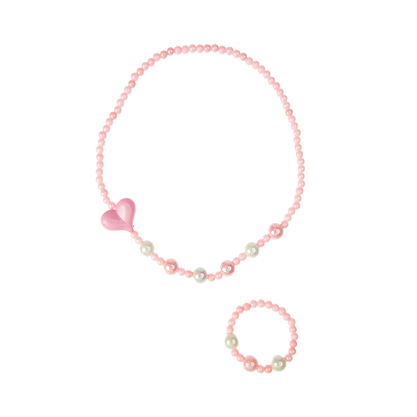 Изображение товара Комплект аксессуаров для девочек бусы и браслет розовый PLAYTODAY