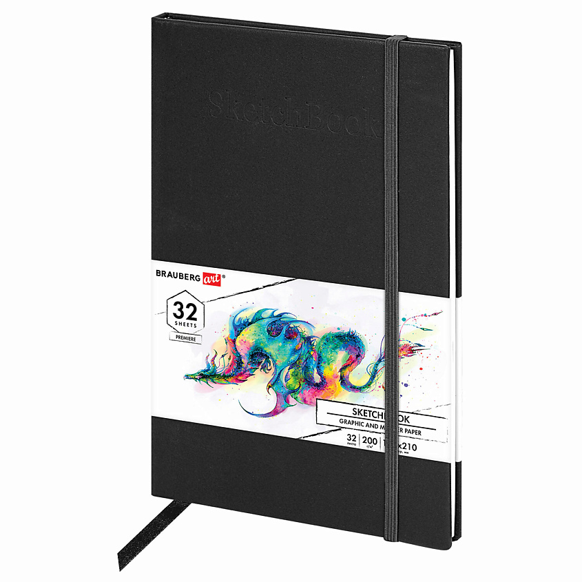Изображение товара СКЕТЧБУК BRAUBERG ART PREMIERE 32 ЛИСТА ЧЕРНЫЙ для маркеров