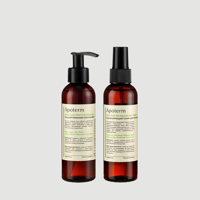 Изображение товара APOTERM Набор для умывания проблемной кожи (гель для умывания, тоник для лица), 150 мл + 150 мл