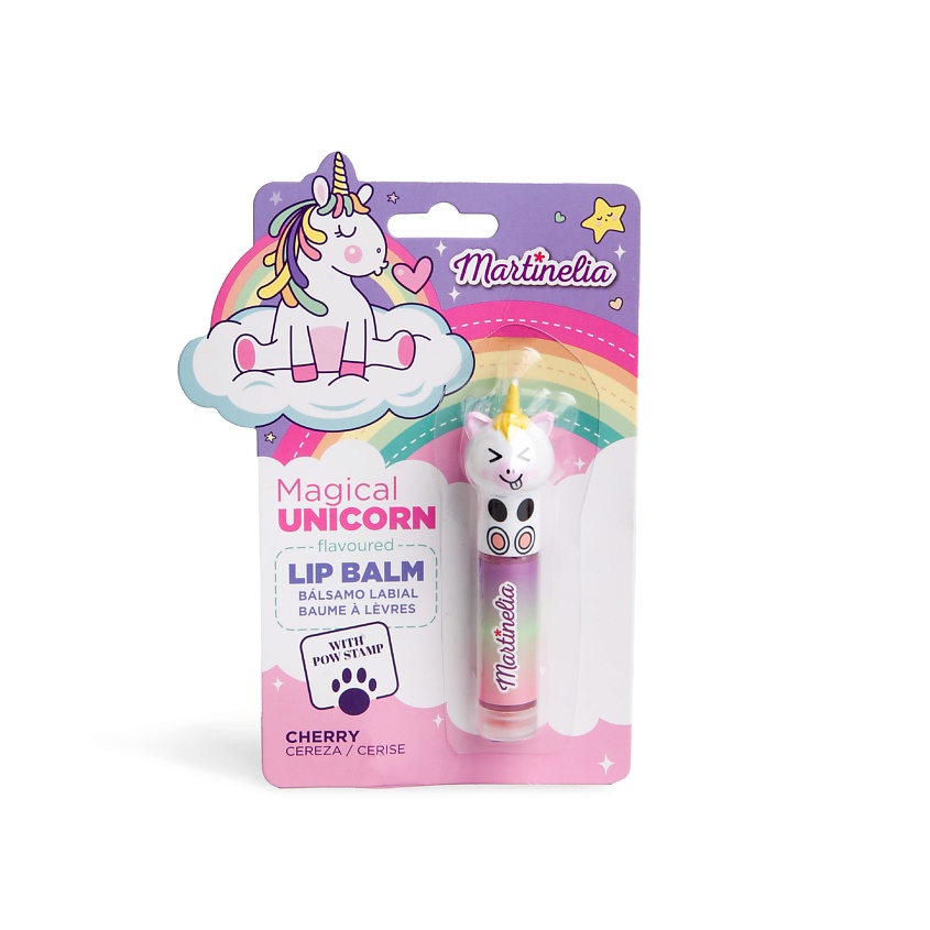 Изображение товара MARTINELIA Бальзам для губ с печатью "Единорог " , вишня, Прозрачный