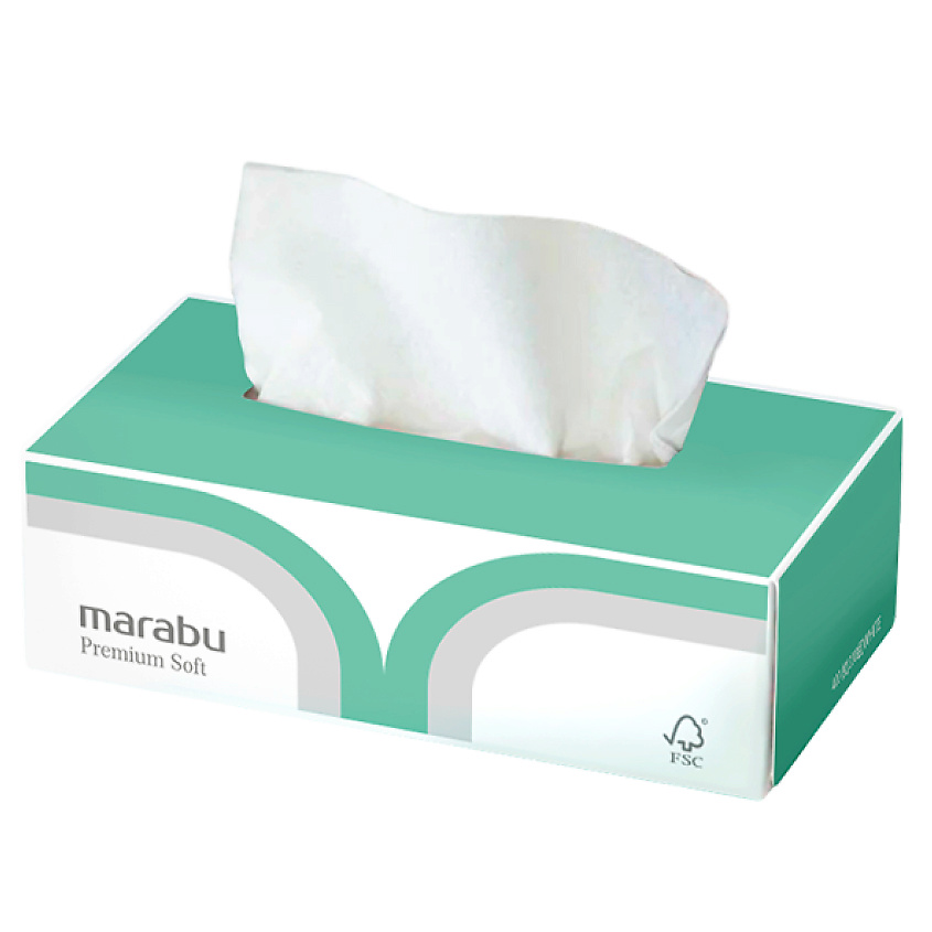 Изображение товара Мягкие двухслойные бумажные салфетки MARABU Волна 1 шт. для лица и рук, 18x19 см, Япония