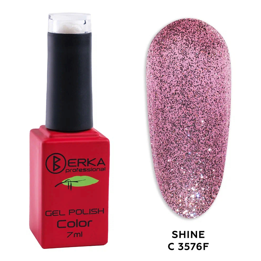 Изображение товара BERKA Гель-лак Shine C №C-3576F черно-коричневые блестки конфетти эффект