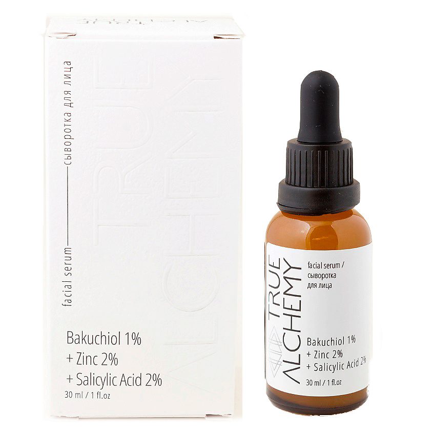 Изображение товара LEVRANA Сыворотка для лица Бакучиол 1%+ Цинк 2% + Салициловая кислота 2% True Alchemy, 30 мл