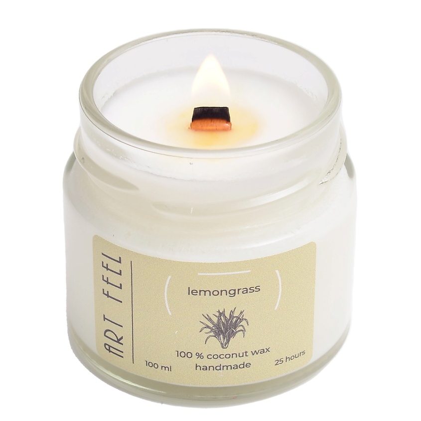 Изображение товара ART FEEL Свеча ароматическая с деревянным фитилем "Лемограсс", 100 мл.