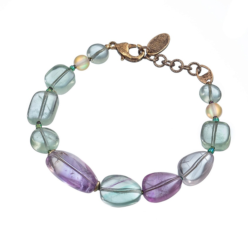 Изображение товара LANZEROTTI Браслет Ispirazione, флюорит, аметрин, лунный камень, бисер, цвет: Сиреневый, размер: 20