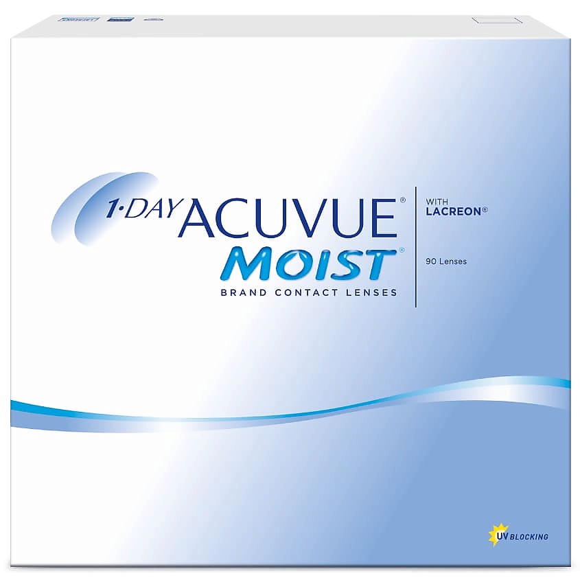 Изображение товара ACUVUE Однодневные контактные линзы 1-DAY ACUVUE MOIST with LACREON 90 шт., 14,2 / 8.5 / -6.00