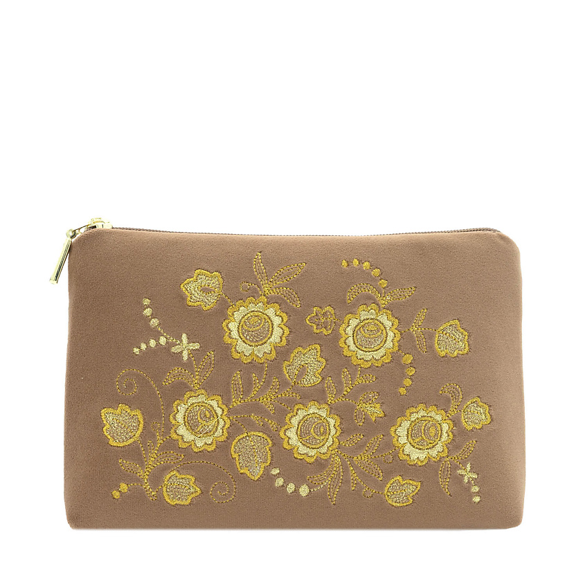 Изображение товара ТОРЖОКСКИЕ ЗОЛОТОШВЕИ бархатная косметичка Мод 425-1 Рис 2029 т-розовая