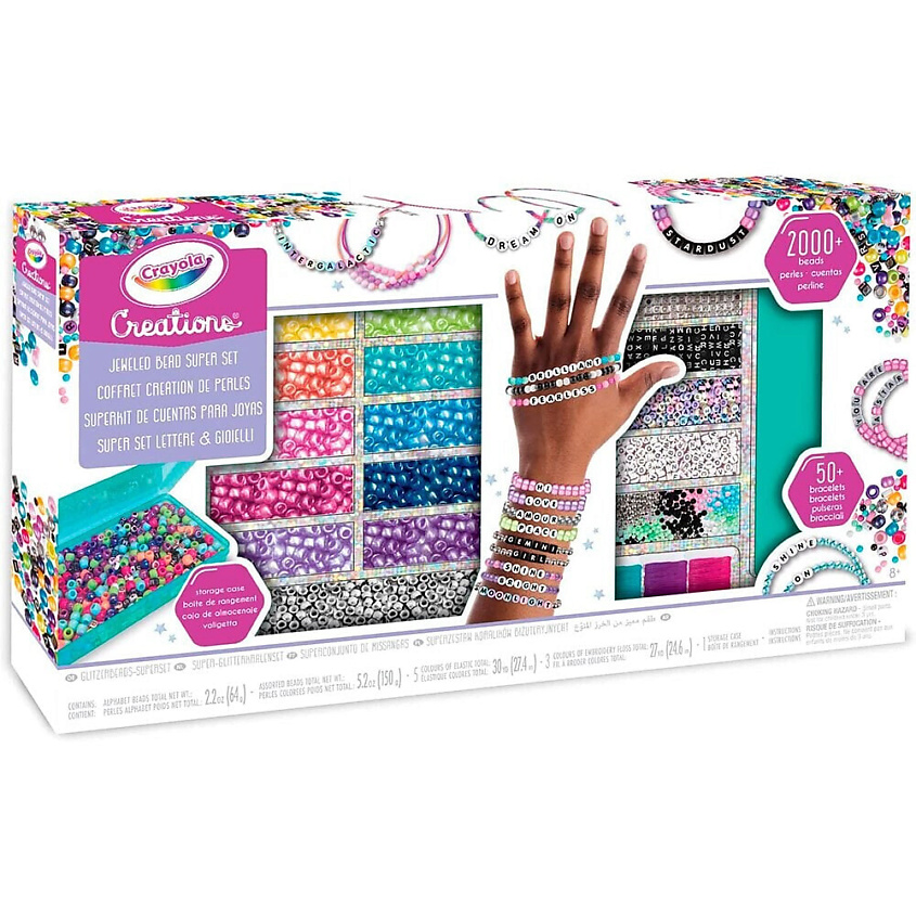 Изображение товара CRAYOLA Набор для создания украшений Creations Super Set Letters & Jewels, 2000 шт.