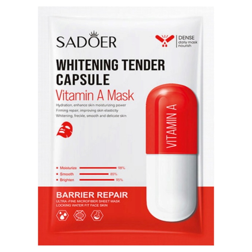 Изображение товара SADOER Тканевая капсульная маска для лица выравнивающая тон кожи с витамином А, 25 гр