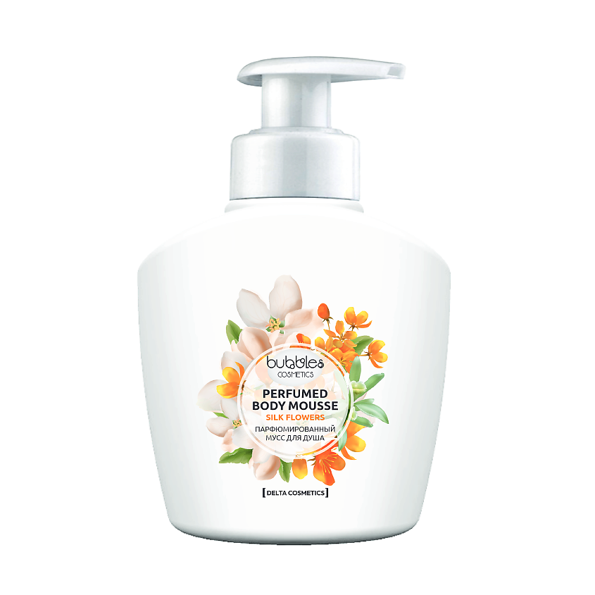Изображение товара DELTA COSMETICS Парфюмированный мусс для душа "Silk flowers" без красителей и парабенов, 400 мл