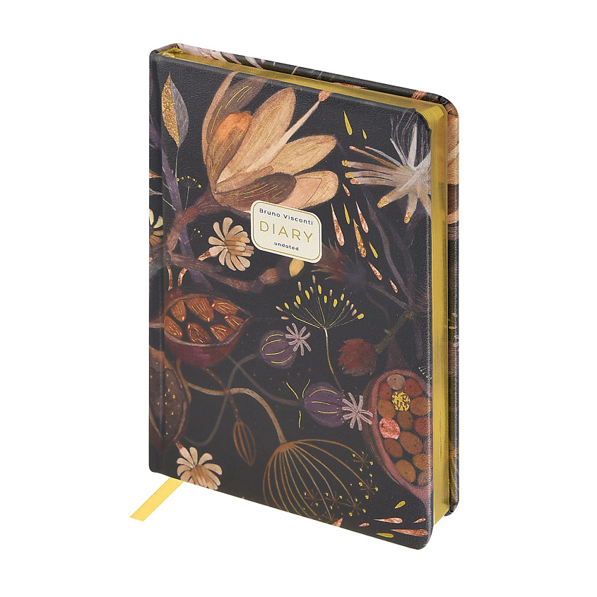 Изображение товара Ежедневник А5+ Ночные цветы с тиснением и кожаной обложкой