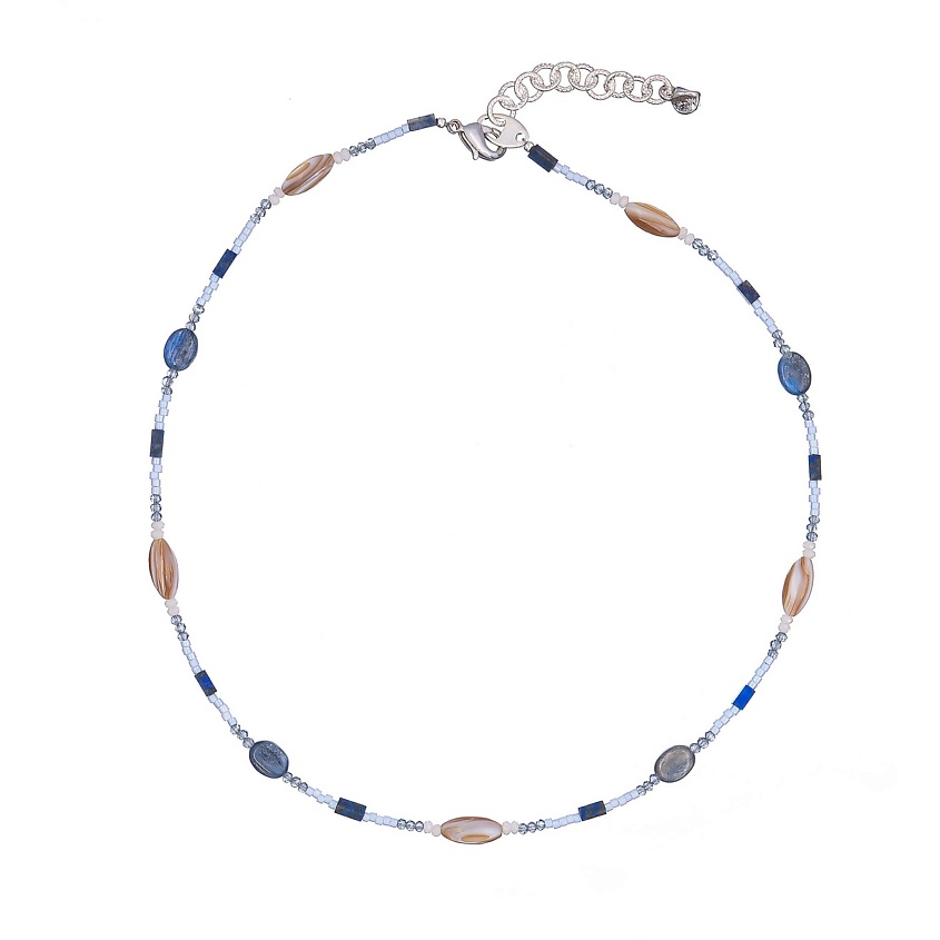 Изображение товара LANZEROTTI Колье Alba, кианит, перламутр, лазурит, кристаллы, Синий