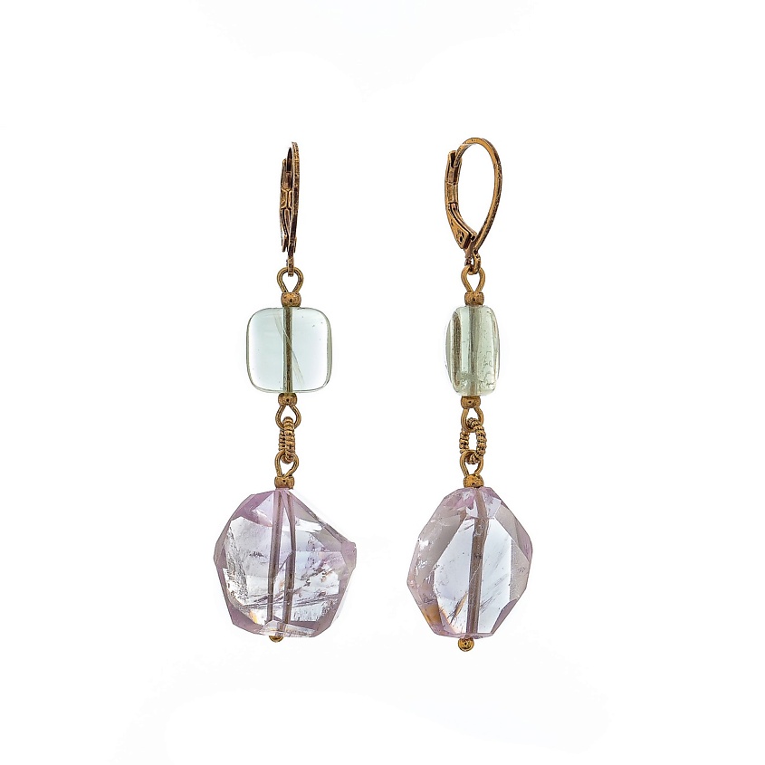 Изображение товара LANZEROTTI Серьги Ispirazione, аметист, флюорит, цвет: Сиреневый, размер: 6