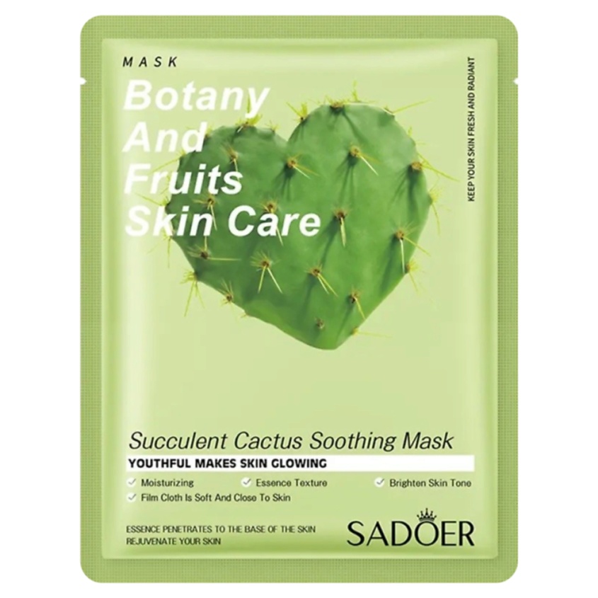 Изображение товара SADOER Тканевая маска для лица успокаивающая с экстрактом кактуса, 25 гр