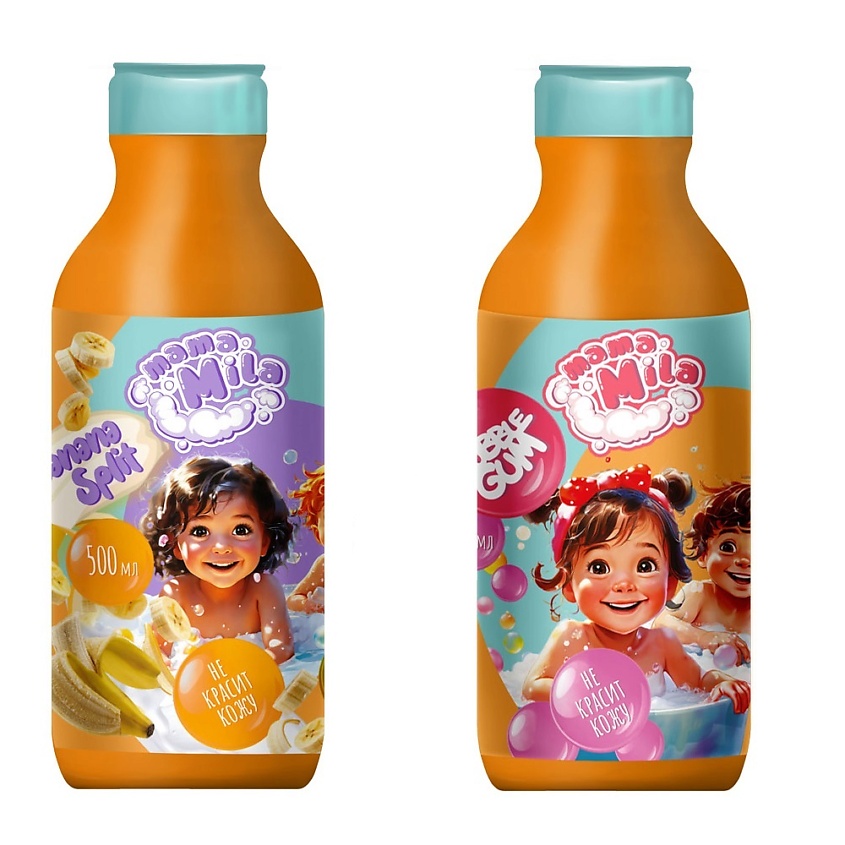 Изображение товара DELTA COSMETICS Пена для ванны меняющая цвет набор аромат банан и жвачка, 2 х 500 мл