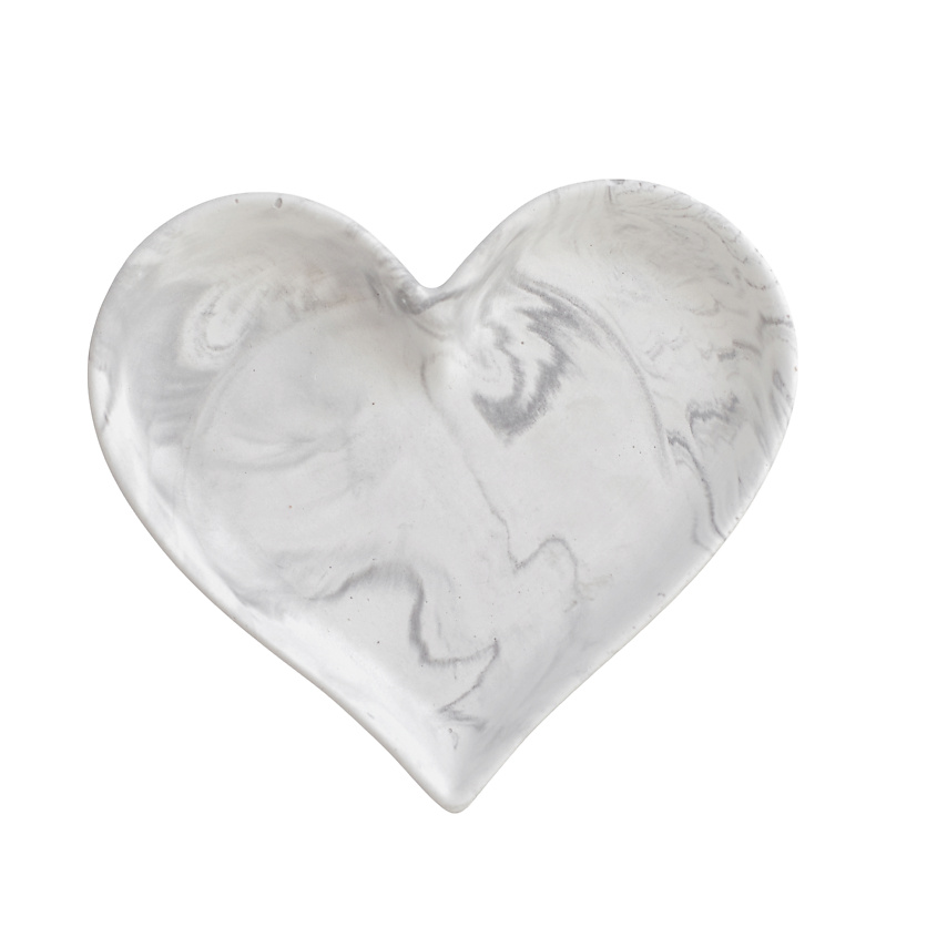 Изображение товара Декоративная гипсовая подставка ROKKYHOME Сердце серый мрамор 11x12 см