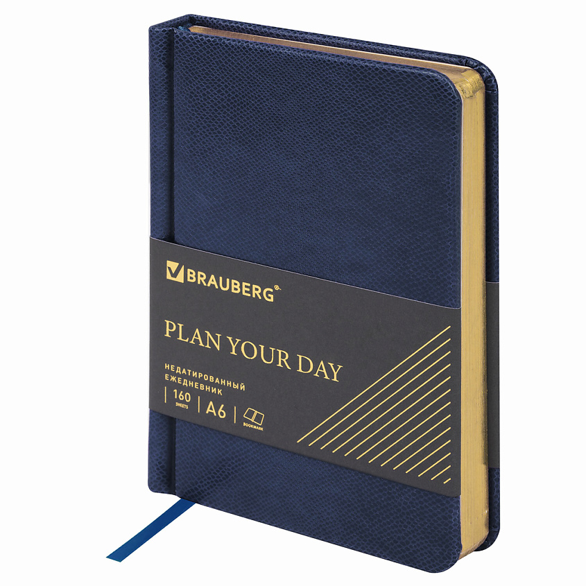 Изображение товара BRAUBERG Ежедневник недатированный А6 Iguana, Синий для планирования