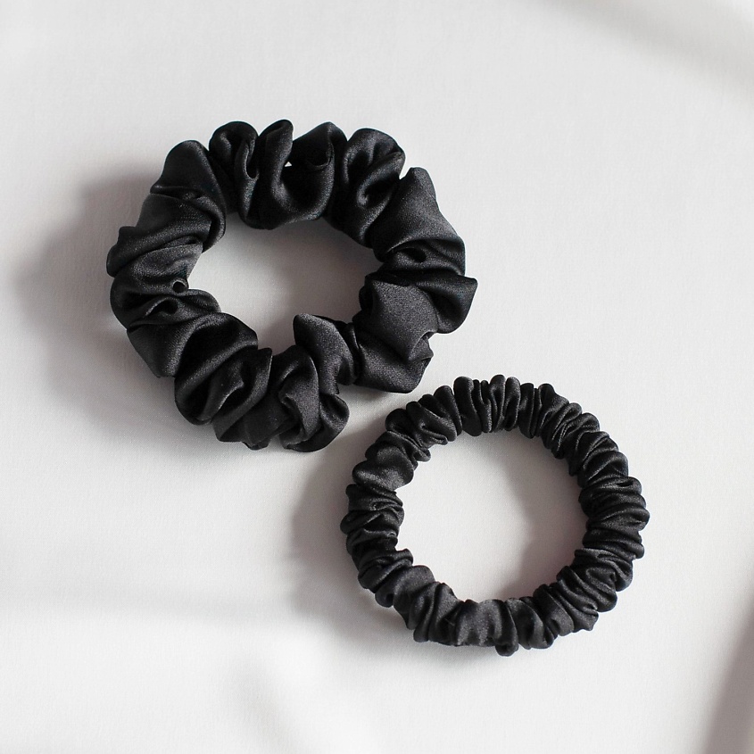 Изображение товара Набор из 2 шелковых резинок для волос средняя и узкая 8 HORAS OF SILK Black