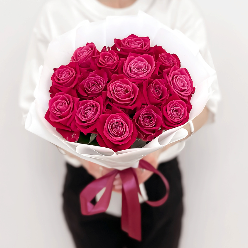 Изображение товара ЛЭТУАЛЬ FLOWERS Букет из розовых роз 15 шт / красивый букет / букет на день рождение, 1 шт.