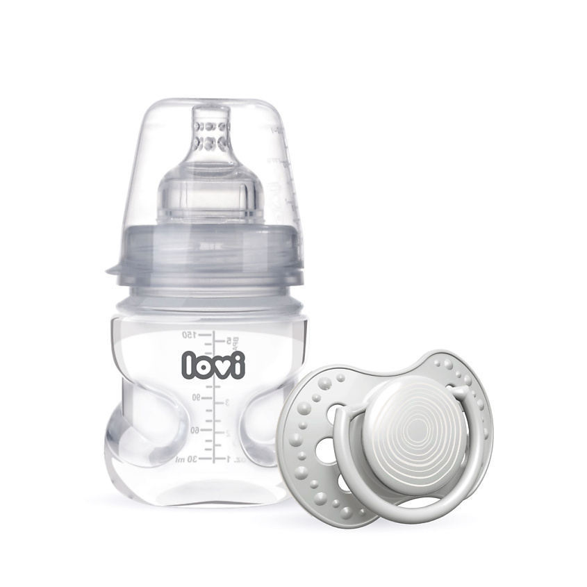 Изображение товара LOVI Бутылочка для кормления Lovi Medical+ с силиконовой пустышкой, Прозрачный, 1 шт., 150 мл.