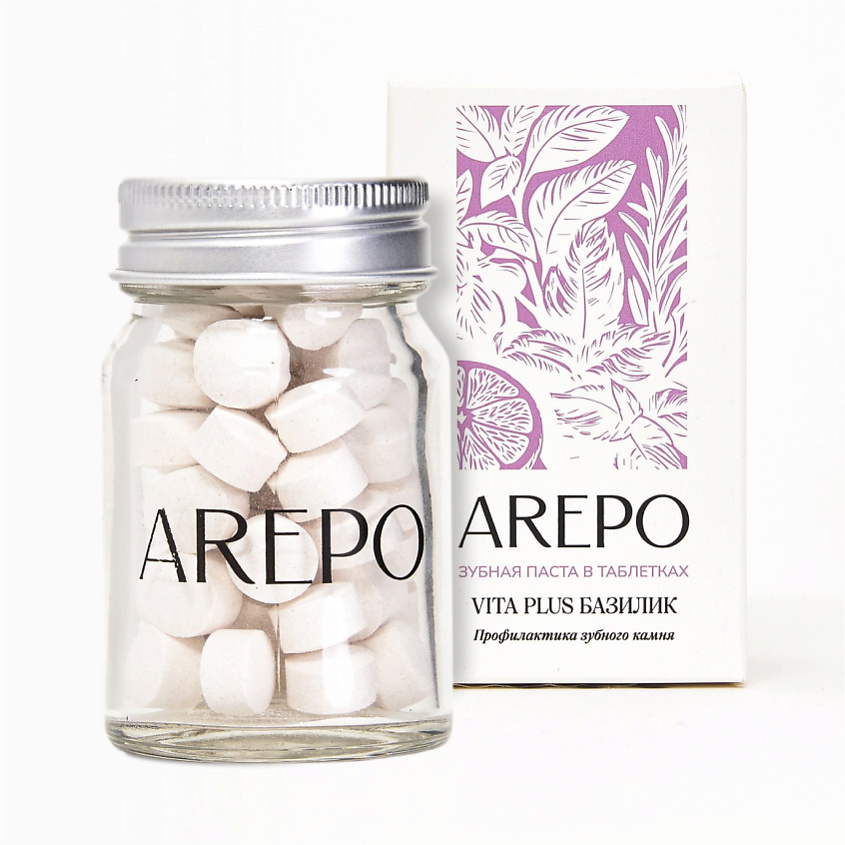 Изображение товара AREPO Зубная паста в таблетках VITA PLUS БАЗИЛИК, 55 шт.