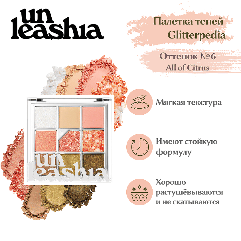 Изображение товара UNLEASHIA Glitterpedia Eye Palette Палетка теней для век с глиттерами, N°6 All of Coralpink