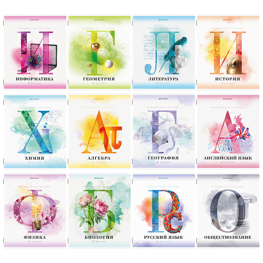 Изображение товара Тетради предметные BRAUBERG CALM Мультицвет С справочным материалом