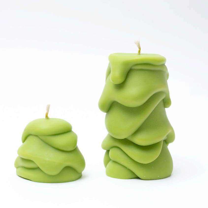 Изображение товара Набор декоративных свечей BYGY BY GOLUBOVSKAYA YAKANINA Зеленые 2 шт ручной работы