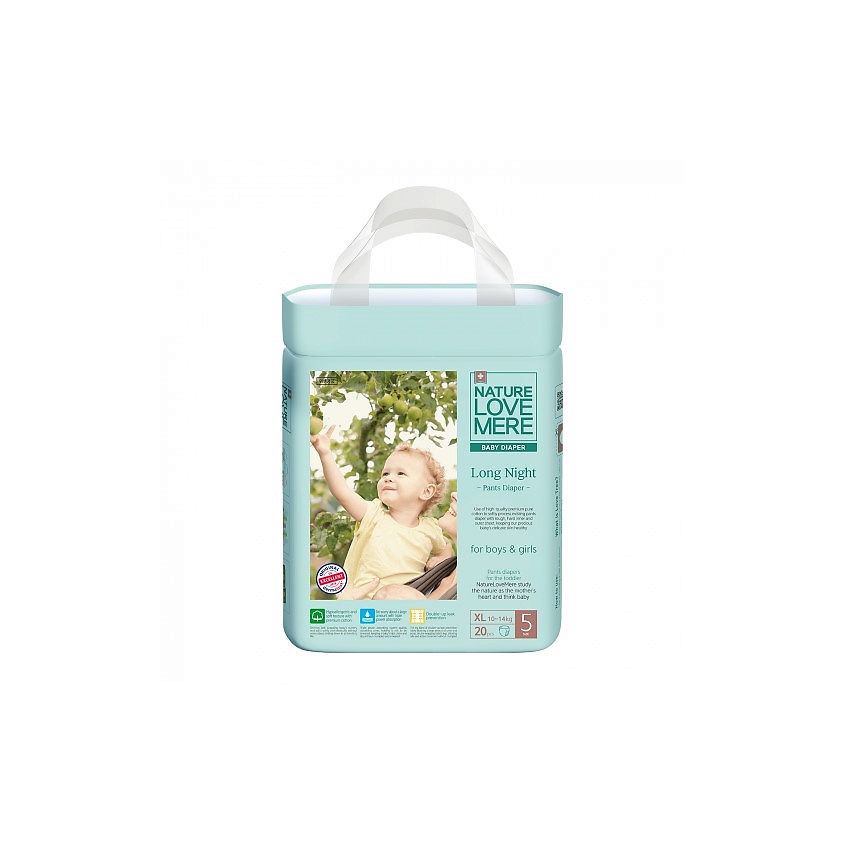 Изображение товара NATURE LOVE MERE Трусики-подгузники ночные Long Night XL 10-14 кг, 20 шт.