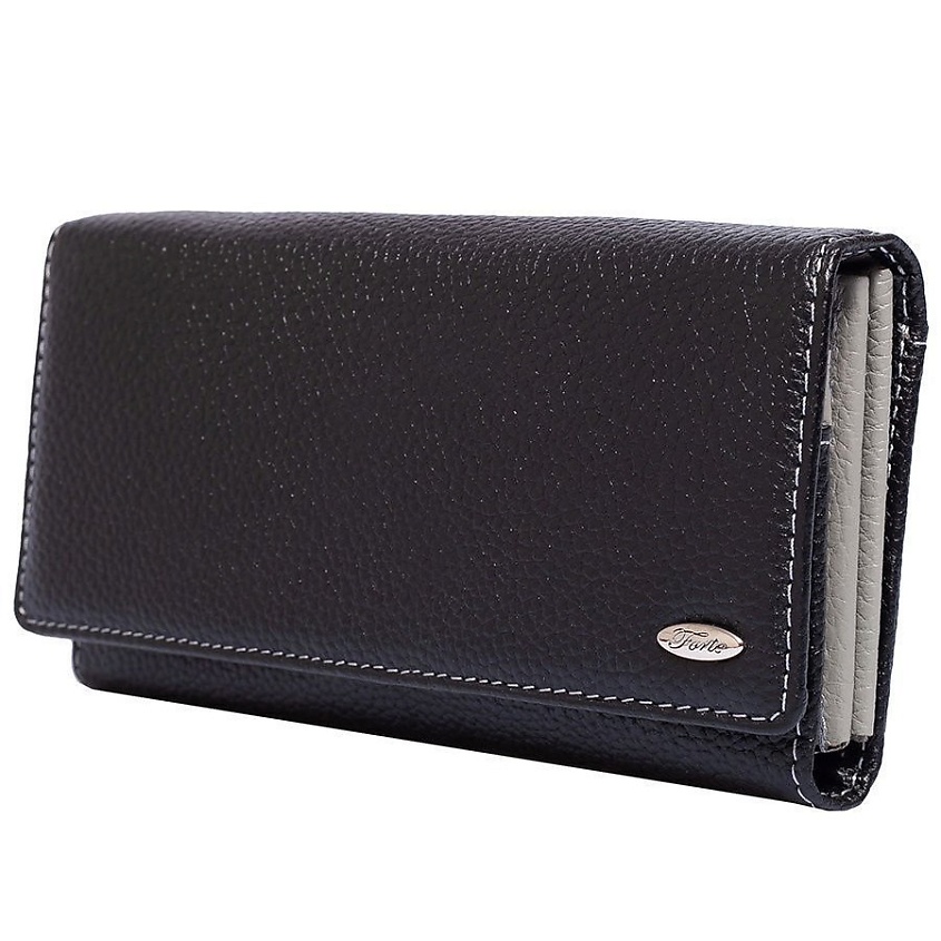 Изображение товара Женский кошелек из натуральной кожи серый с множеством отделений Forte