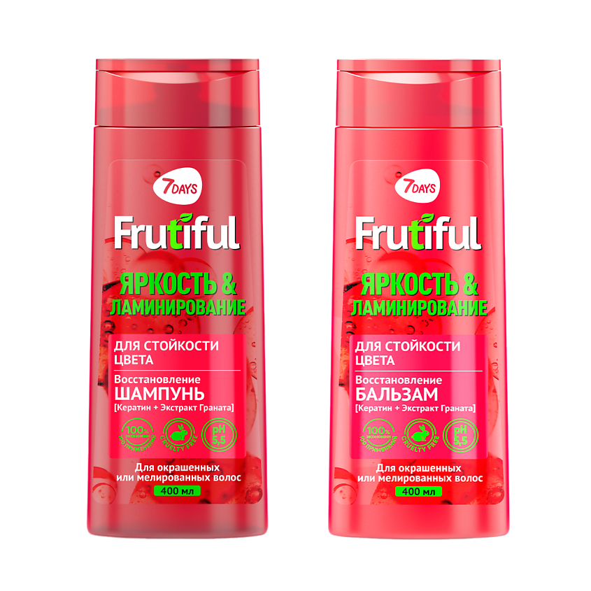 Изображение товара 7DAYS набор шампунь и бальзам для окрашенных волос 400 мл яркость ламинирование