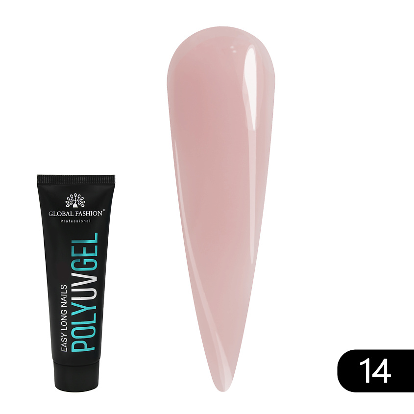 Изображение товара Гель для наращивания ногтей GLOBAL FASHION №14 акригель полигель профессиональный