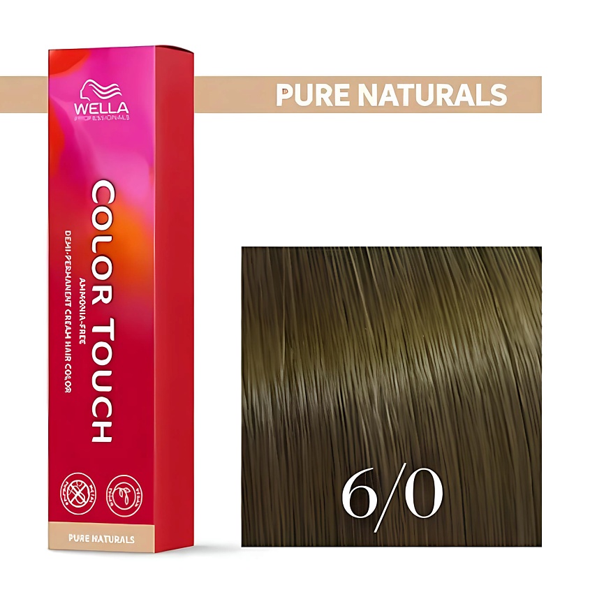 Изображение товара WELLA PROFESSIONALS Оттеночная крем-краска для волос без аммиака Color Touch, 6/0 темный блонд