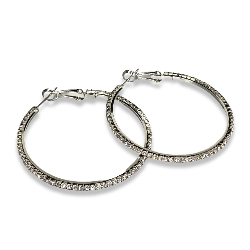 Изображение товара AMANTE CRYSTAL Серьги кольца 4см strass, Серебряный