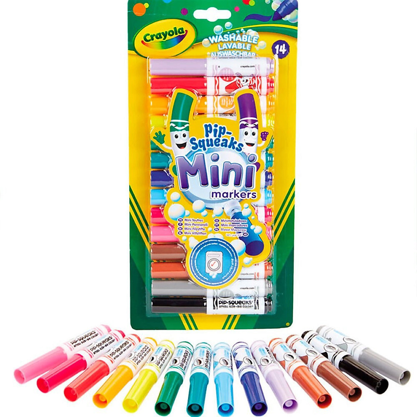 Изображение товара CRAYOLA Смываемые мини-фломастеры Pip-Squeaks Mini Markers, 14 шт