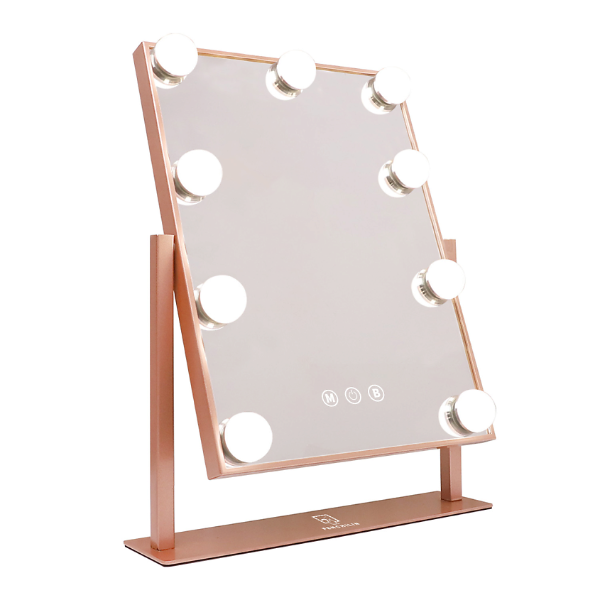 Изображение товара FENCHILIN Профессиональное настольное зеркало c подсветкой, 30х25см, Розовое золото
