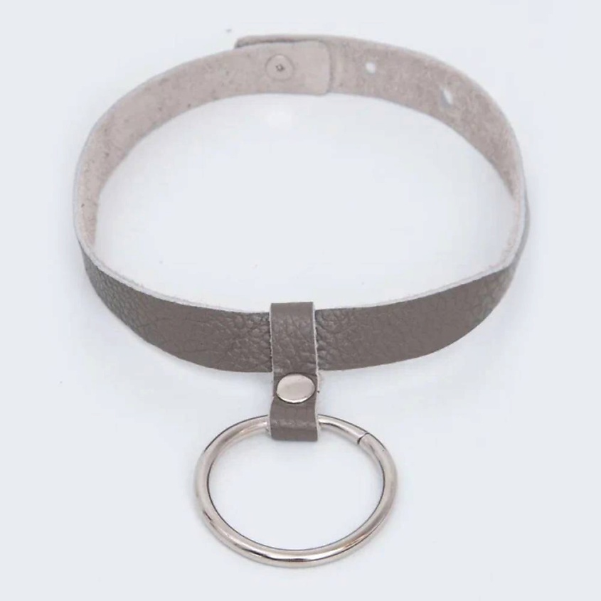 Изображение товара Женский натуральный кожаный чокер с регулируемой длиной и кольцом